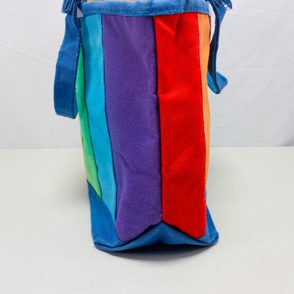 Vintage Rainbow Color Small Tote Bag Purse Airborne Zip Closure - Picture 9 of 10